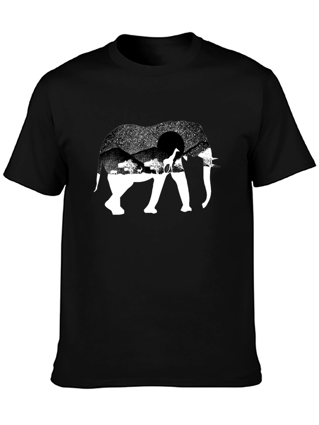 Elephant Safari Graphic Tee - Black