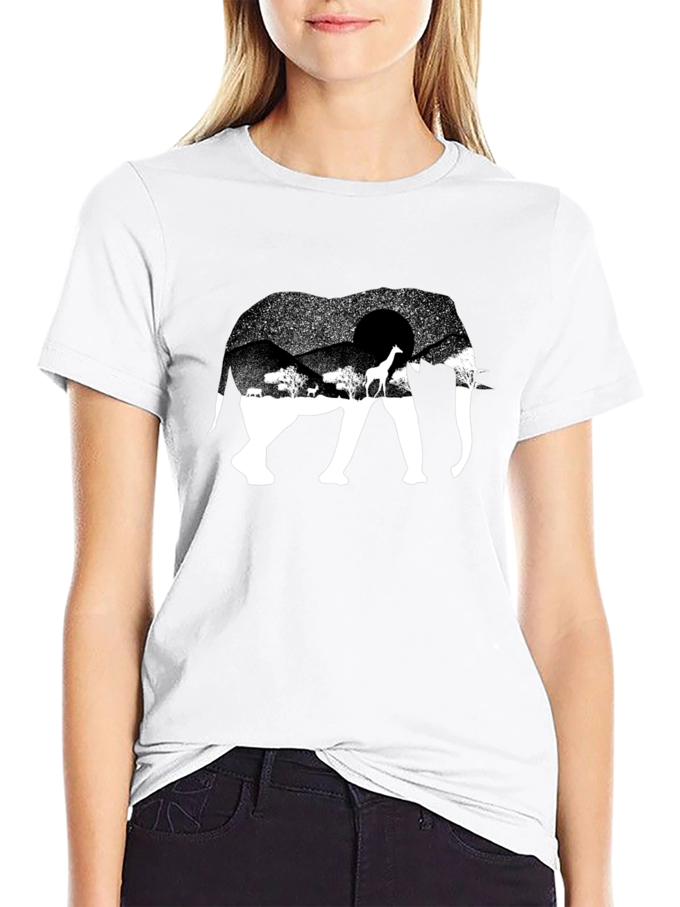 Elephant Safari Graphic Tee - Black