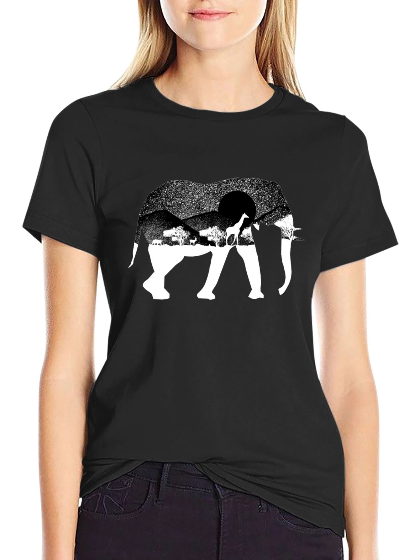 Elephant Safari Graphic Tee - Black