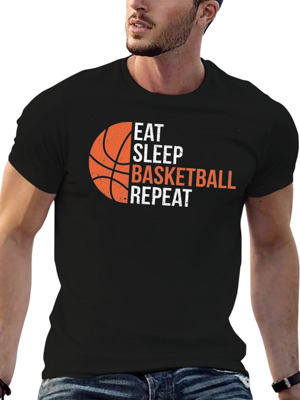 Eat Sleep Basketball Repeat Graphic Tee