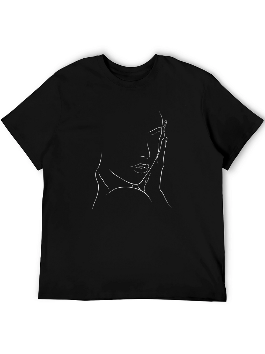 Abstract Line Art Womans Face Black T-Shirt