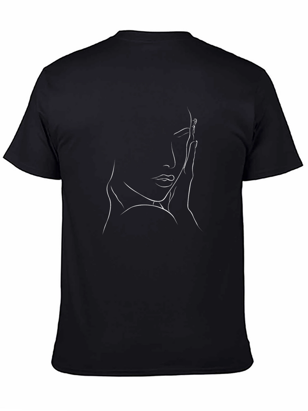 Abstract Line Art Womans Face Black T-Shirt