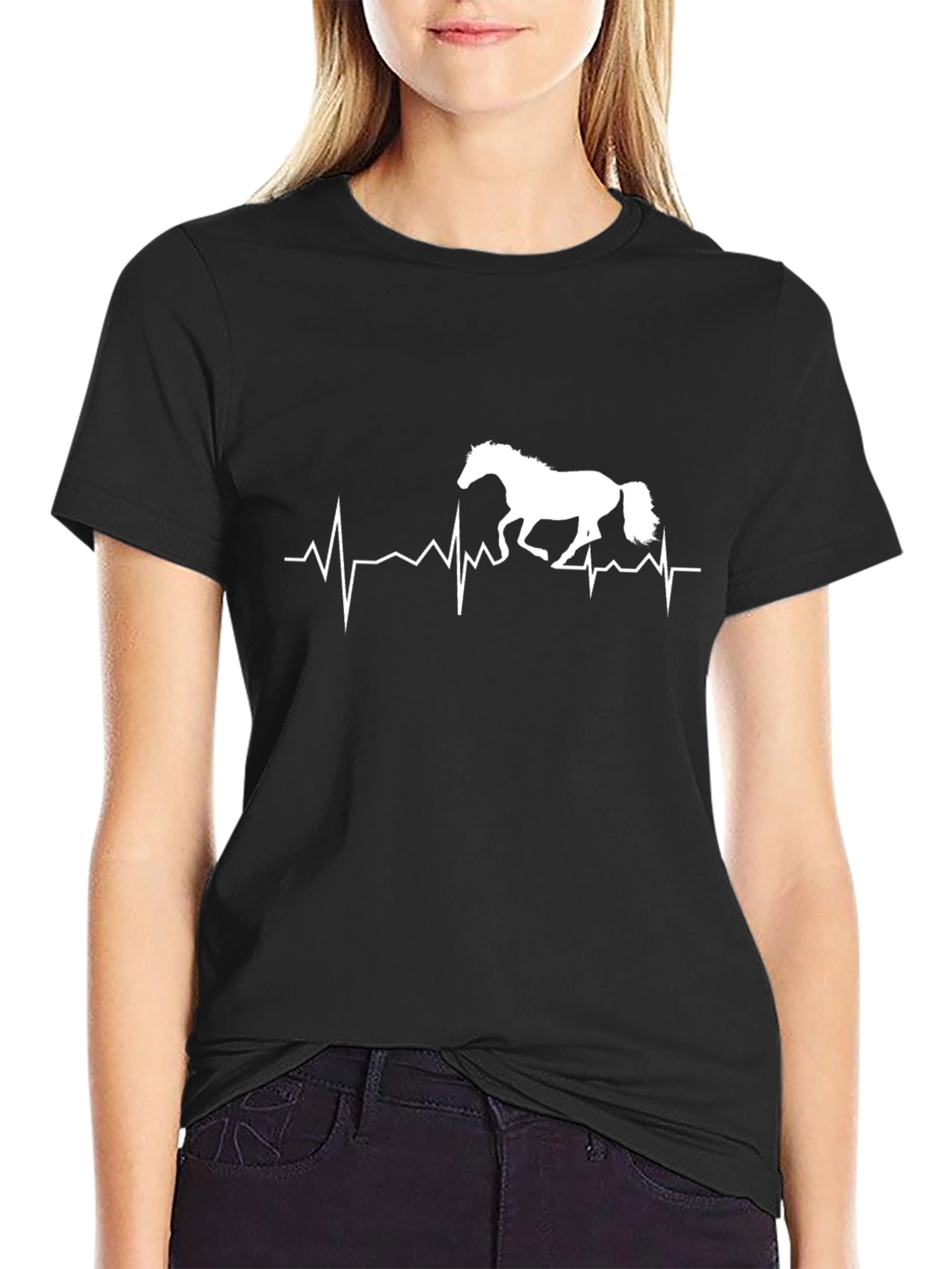 Horse Heartbeat Graphic Tee - Equestrian Lovers T-Shirt