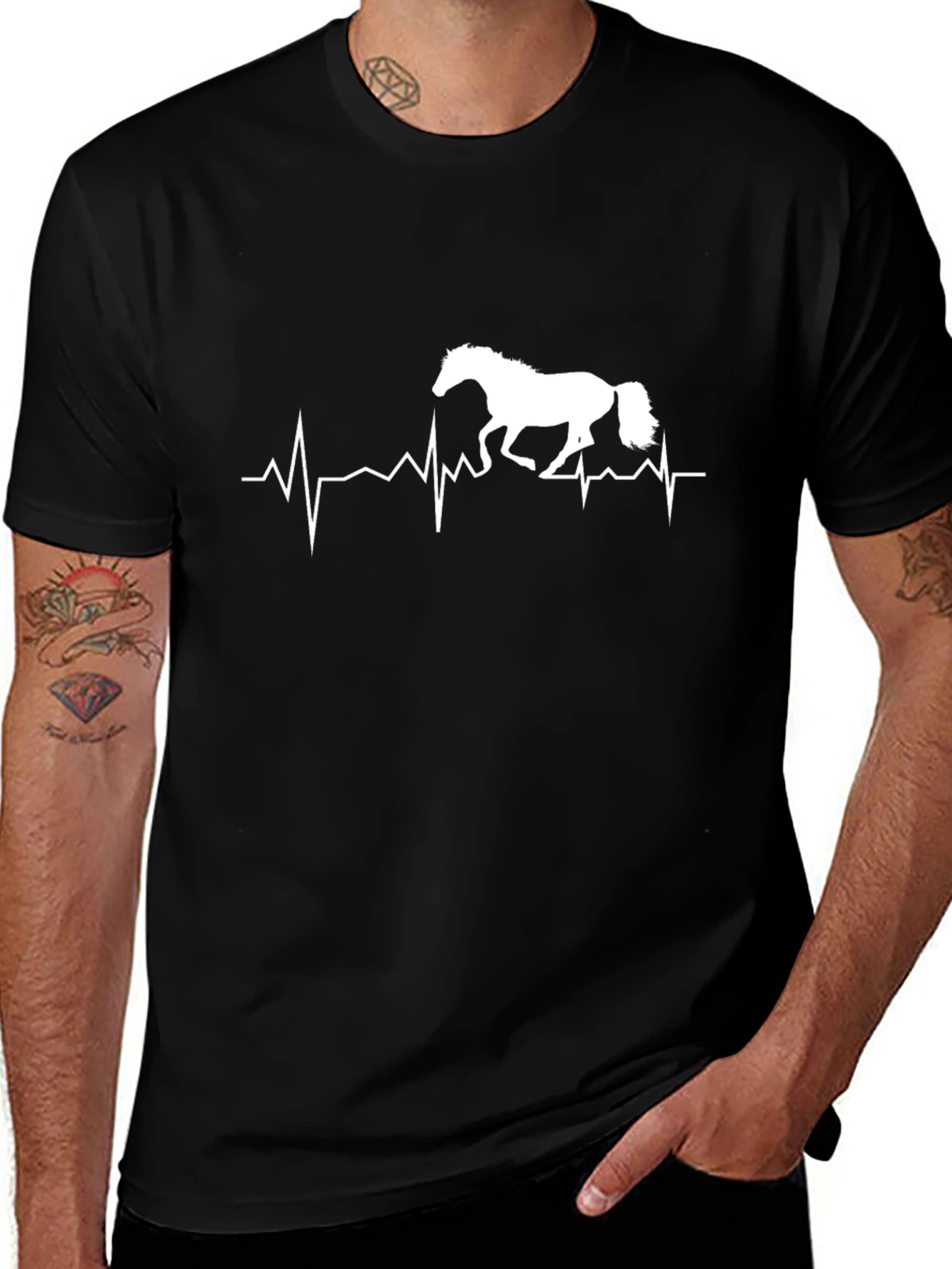 Horse Heartbeat Graphic Tee - Equestrian Lovers T-Shirt