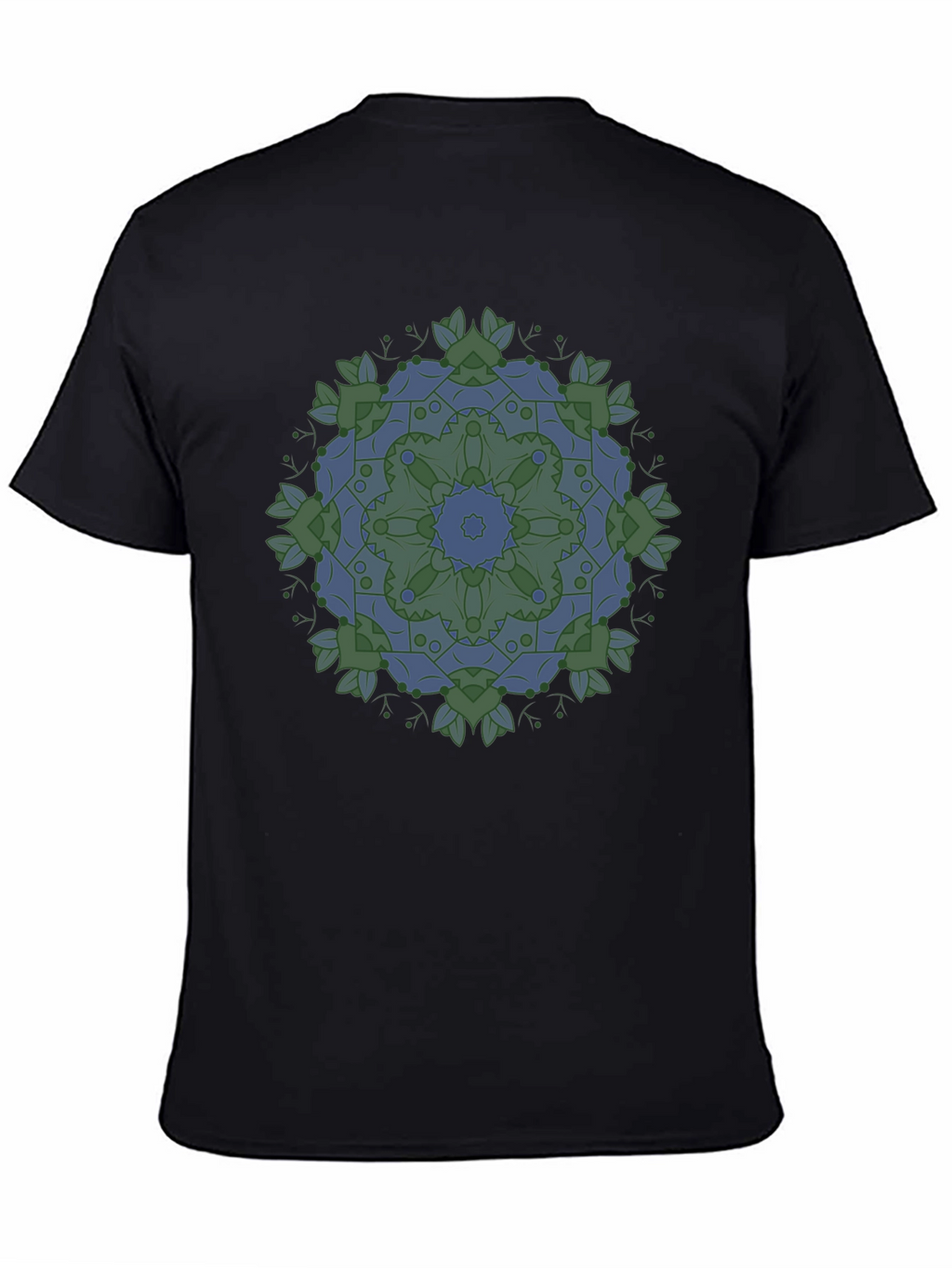 Geometric Mandala Print Black T-Shirt