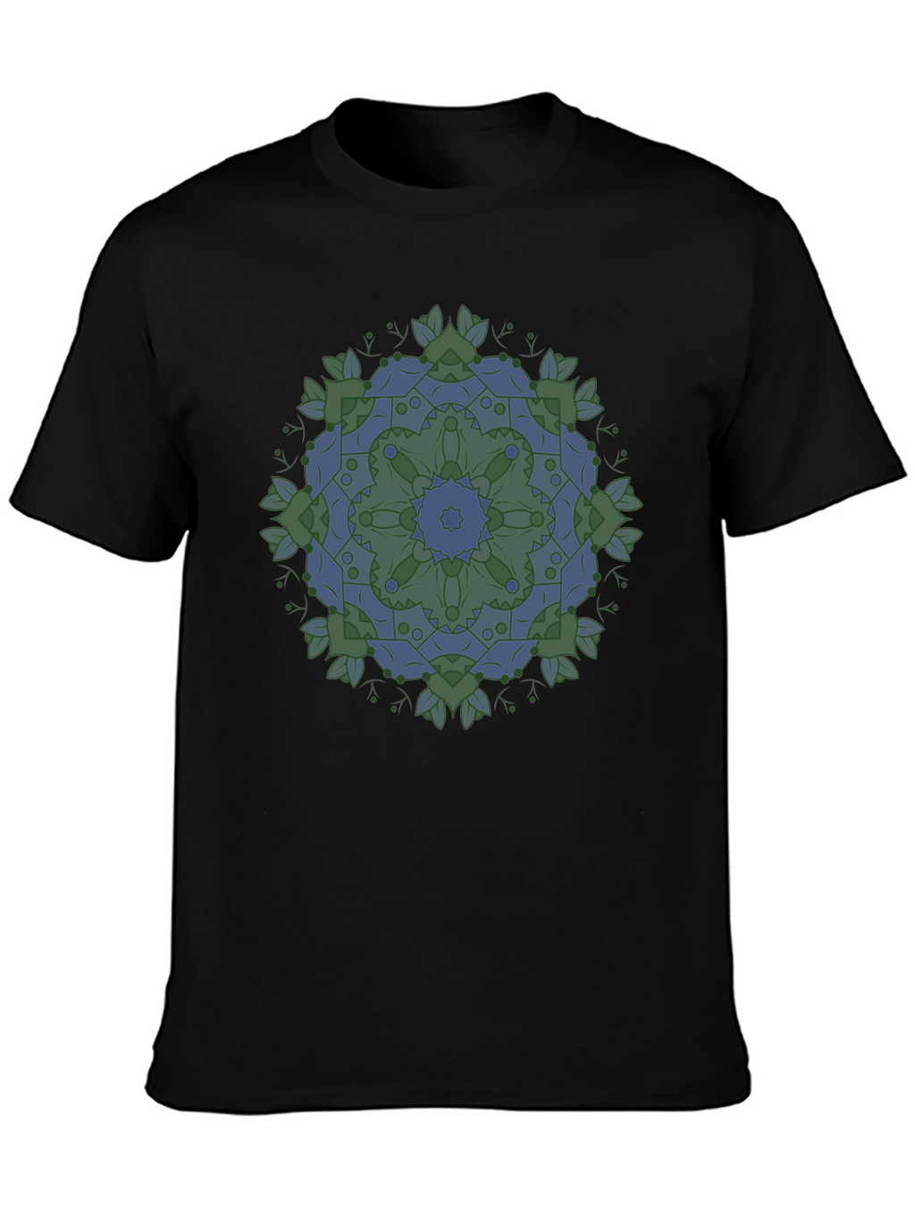 Geometric Mandala Print Black T-Shirt
