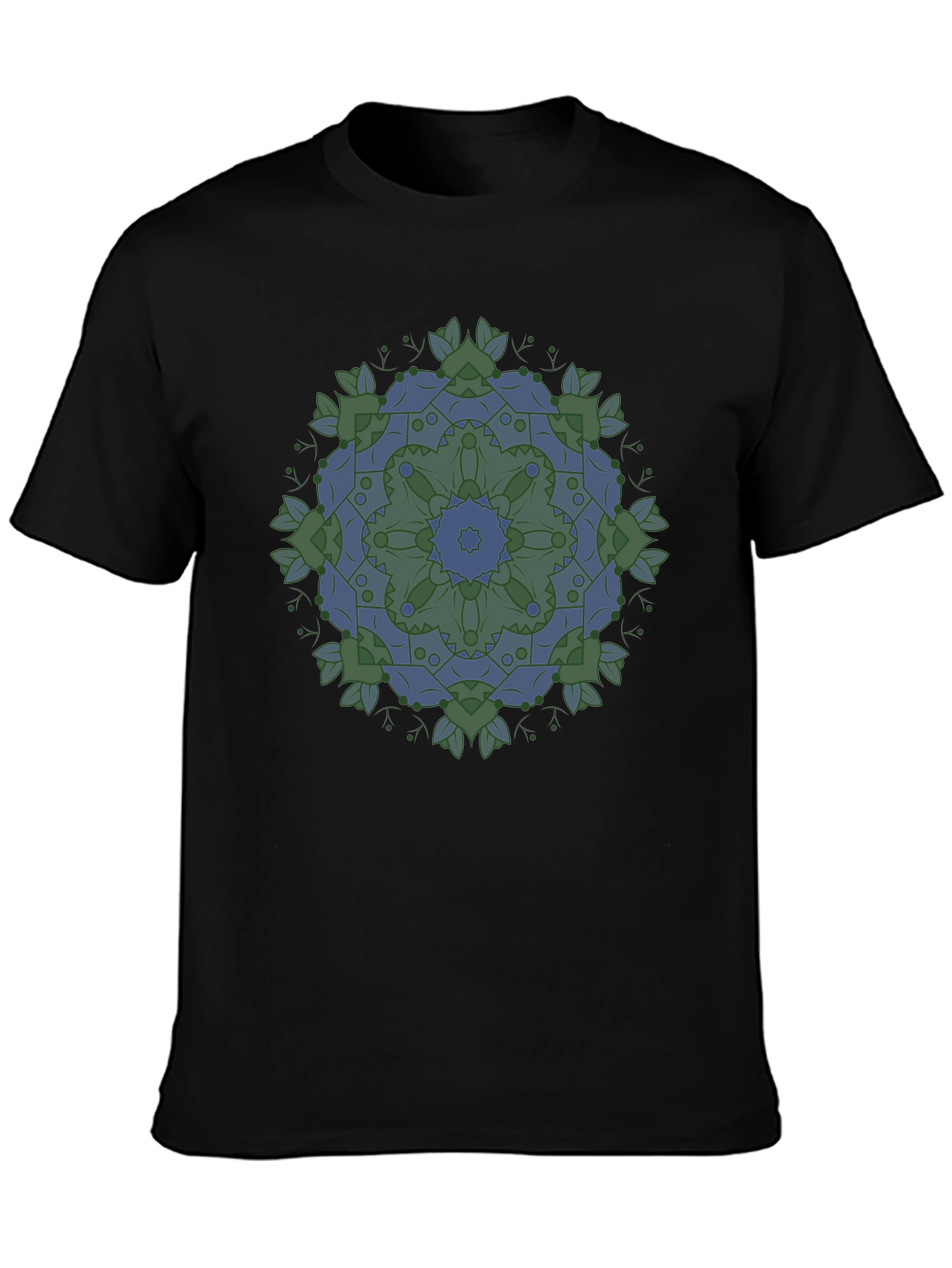Geometric Mandala Print Black T-Shirt
