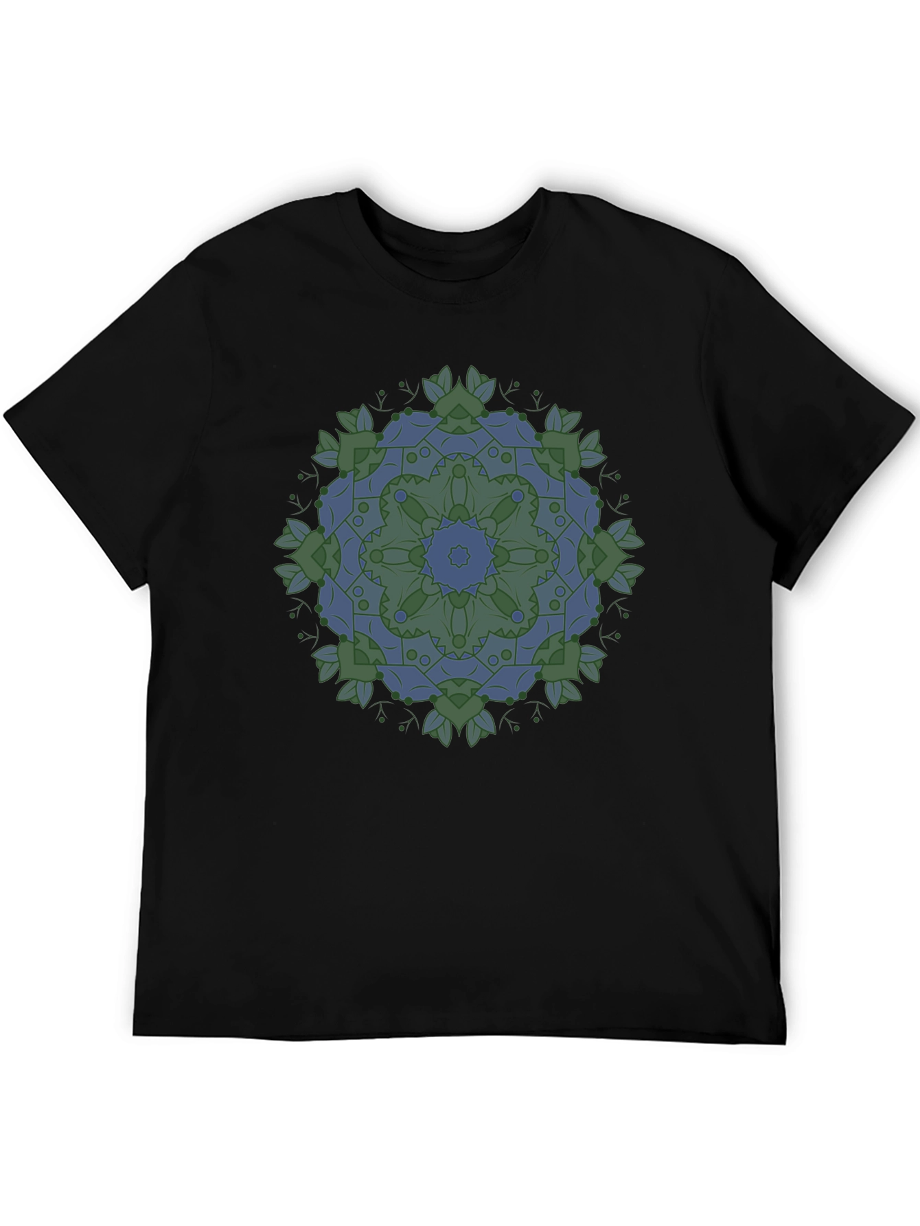 Geometric Mandala Print Black T-Shirt