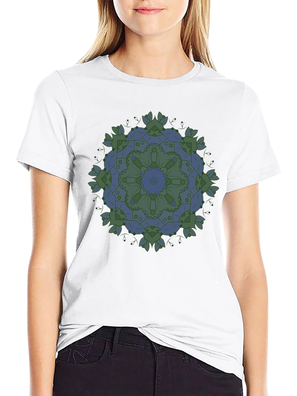 Geometric Mandala Print Black T-Shirt