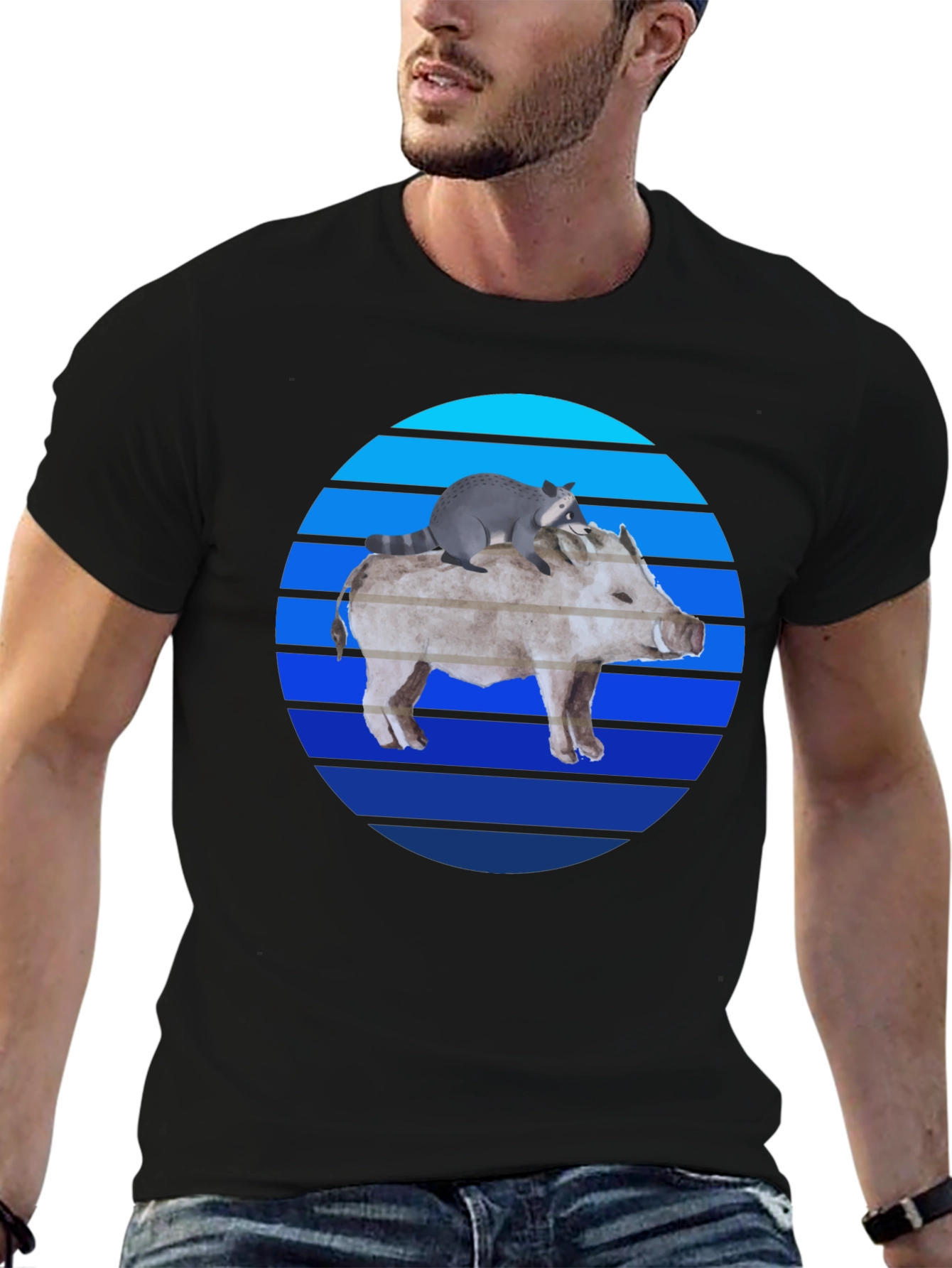 Boar and Raccoon Sunset Tee