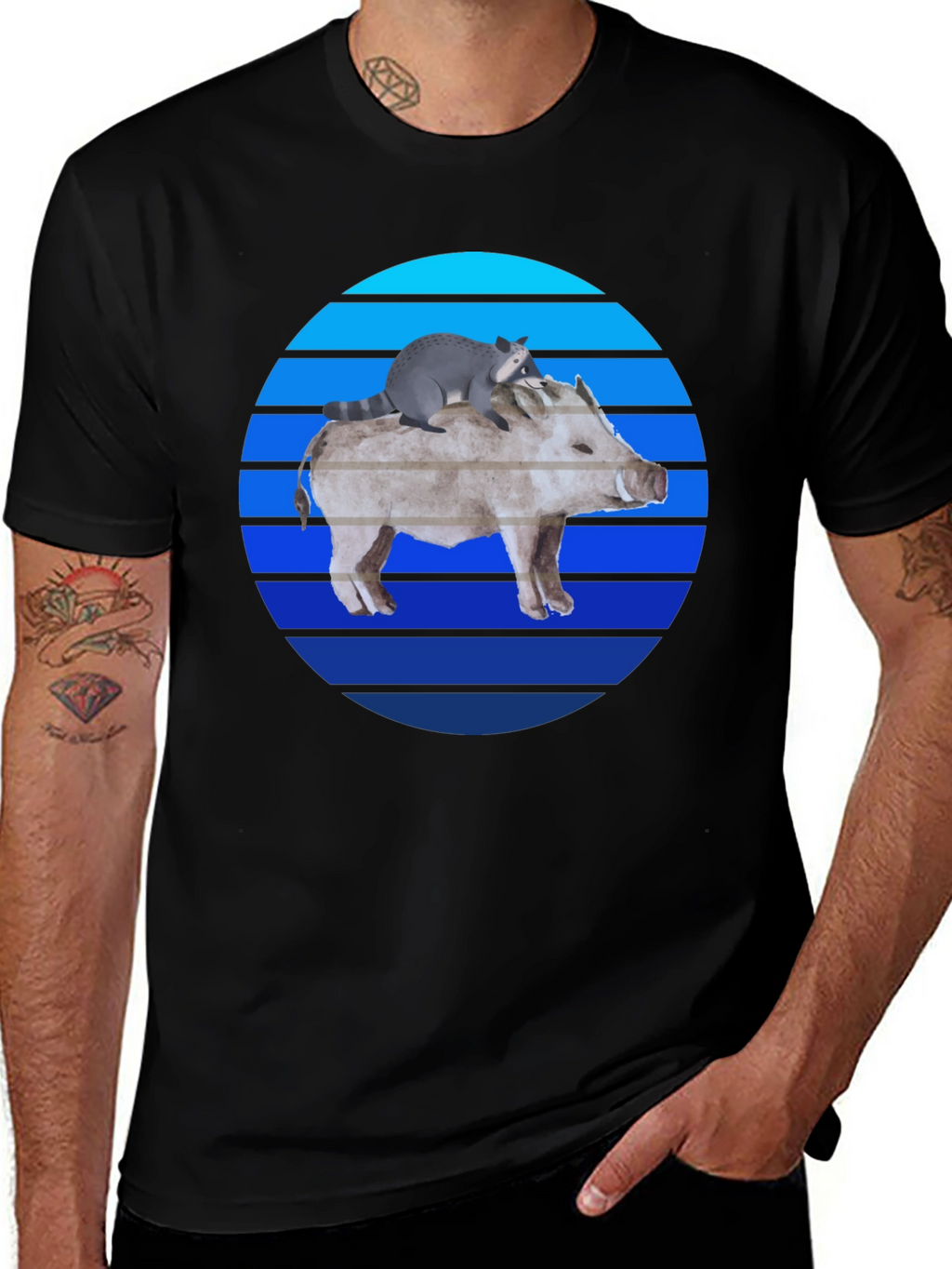 Boar and Raccoon Sunset Tee