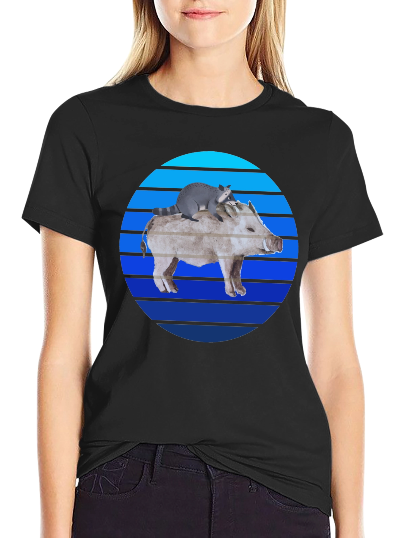 Boar and Raccoon Sunset Tee