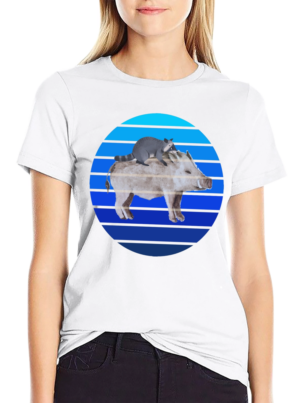 Boar and Raccoon Sunset Tee