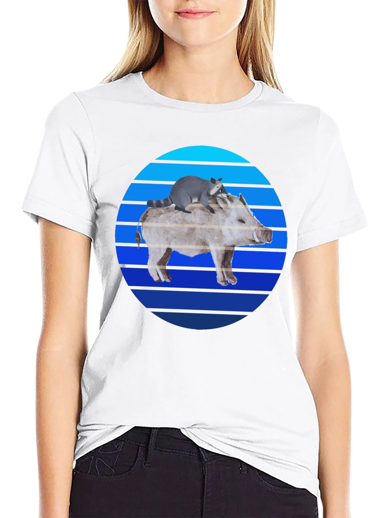 Boar and Raccoon Sunset Tee