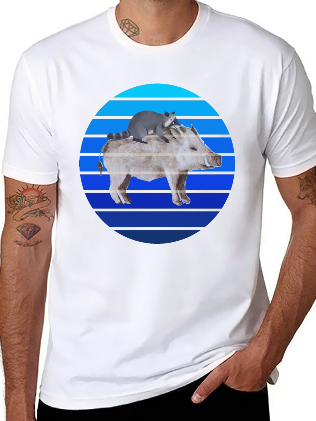 Boar and Raccoon Sunset Tee