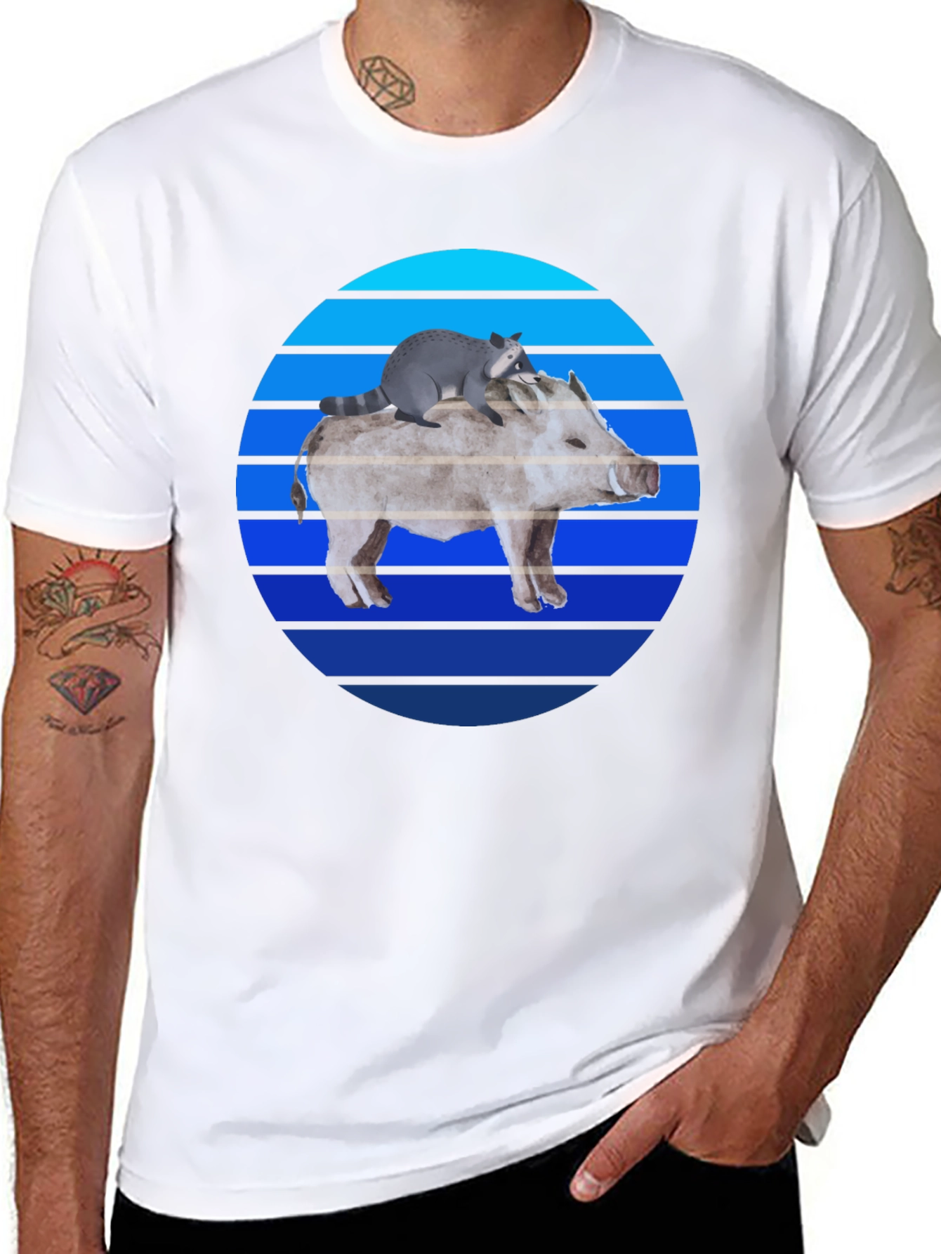 Boar and Raccoon Sunset Tee