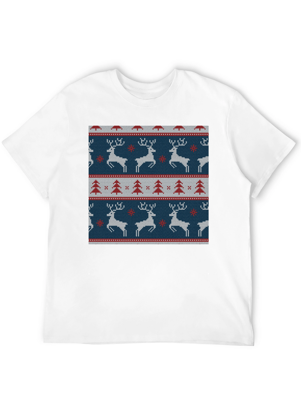 Holiday Deer & Tree Pattern Knit T-Shirt