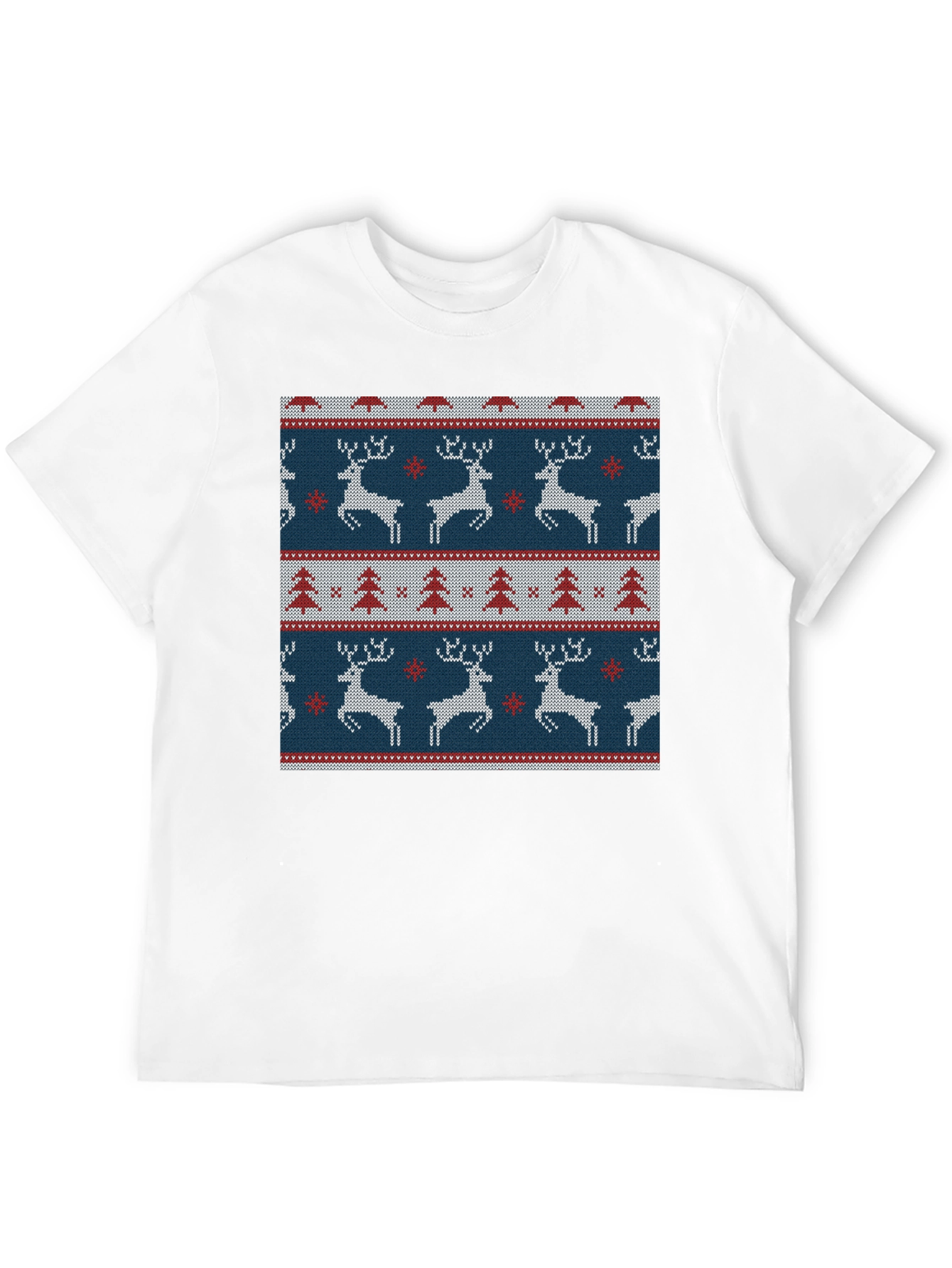 Holiday Deer & Tree Pattern Knit T-Shirt