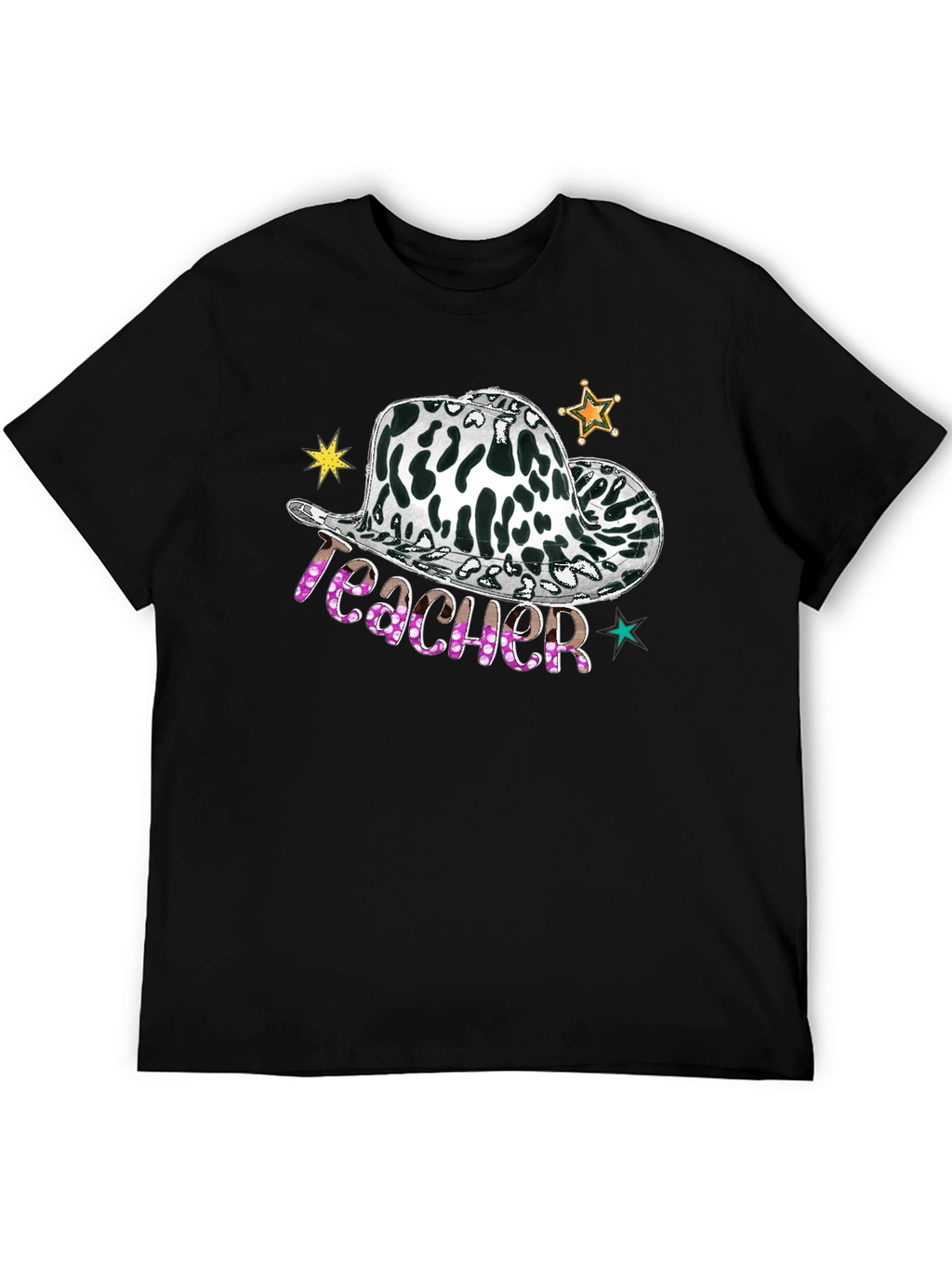Cow Print Teacher Hat Graphic Tee