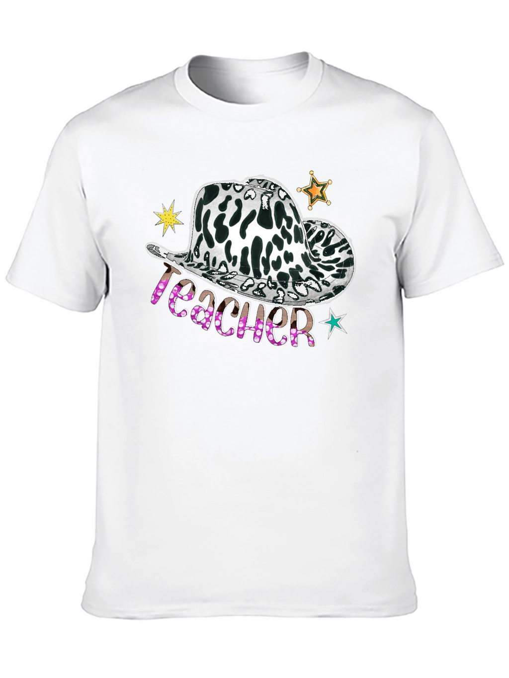 Cow Print Teacher Hat Graphic Tee
