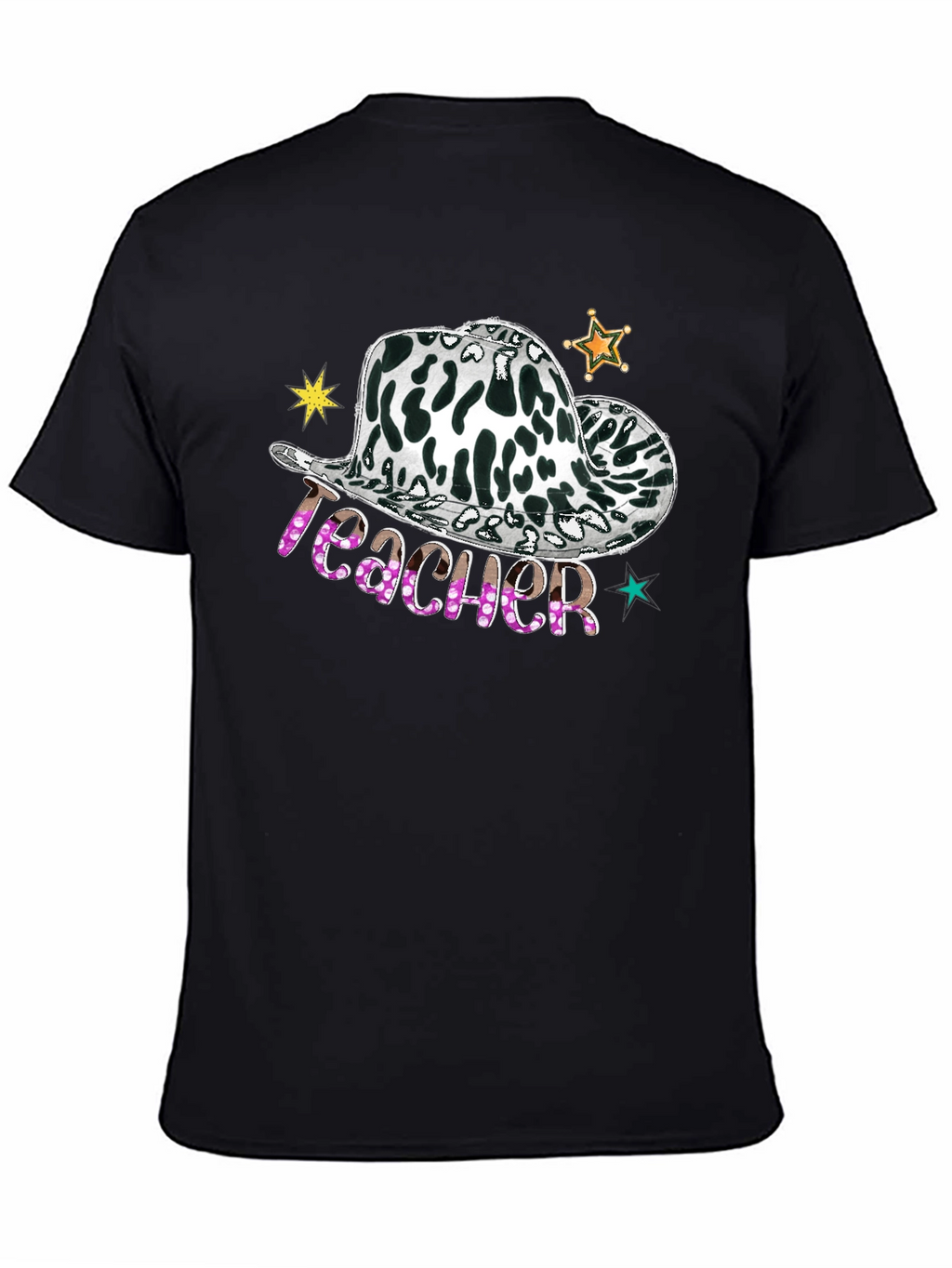 Cow Print Teacher Hat Graphic Tee
