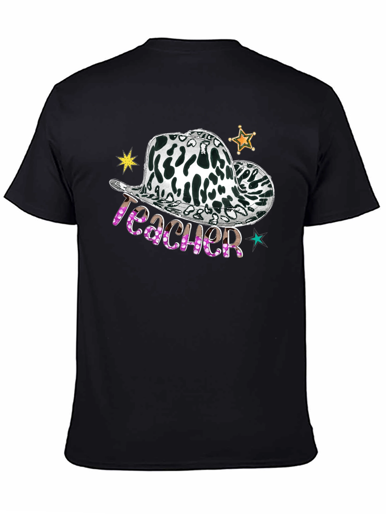 Cow Print Teacher Hat Graphic Tee