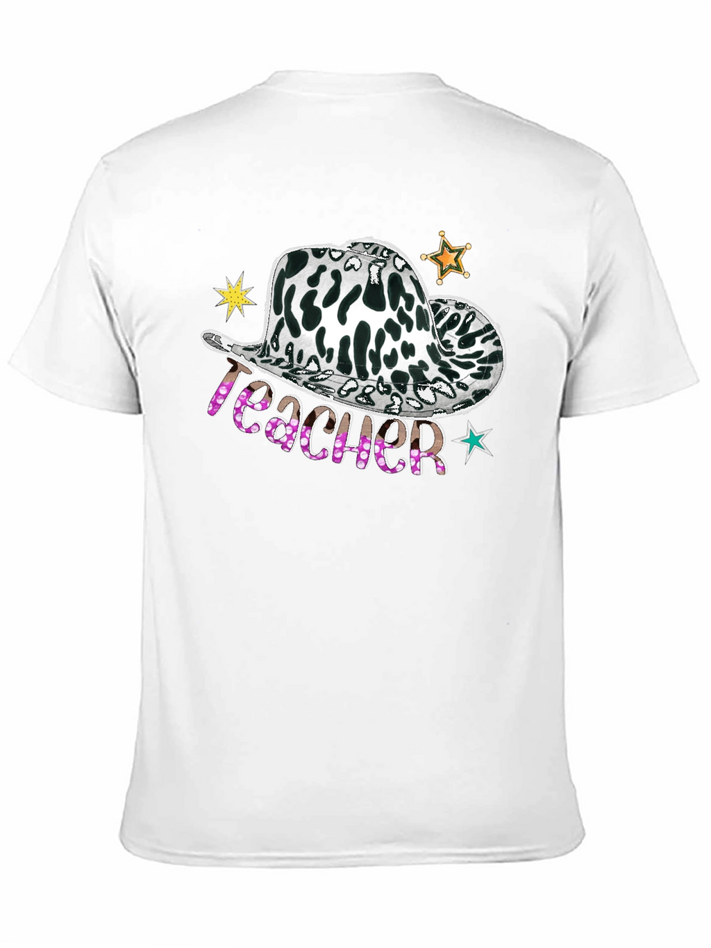Cow Print Teacher Hat Graphic Tee