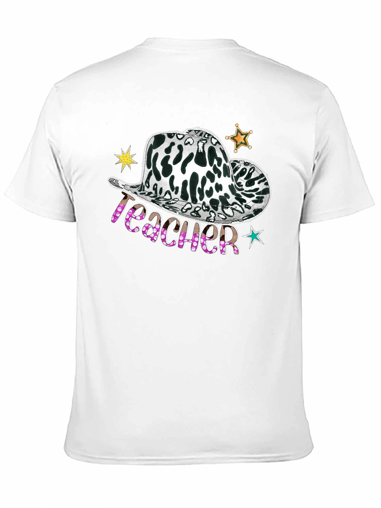 Cow Print Teacher Hat Graphic Tee