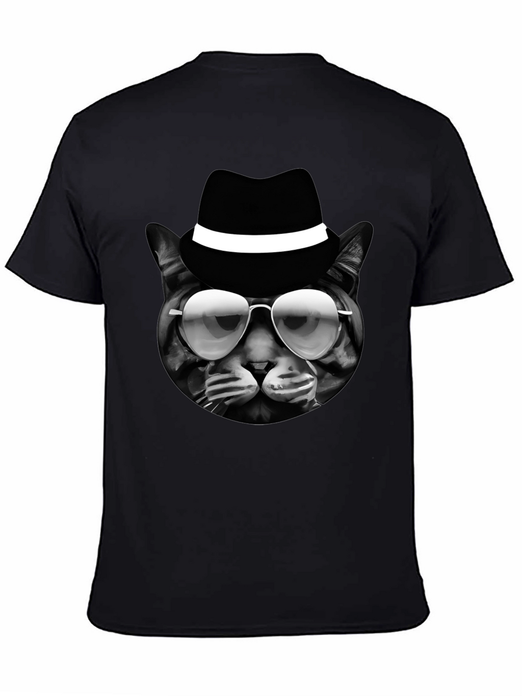 Cool Cat in Hat Graphic T-Shirt