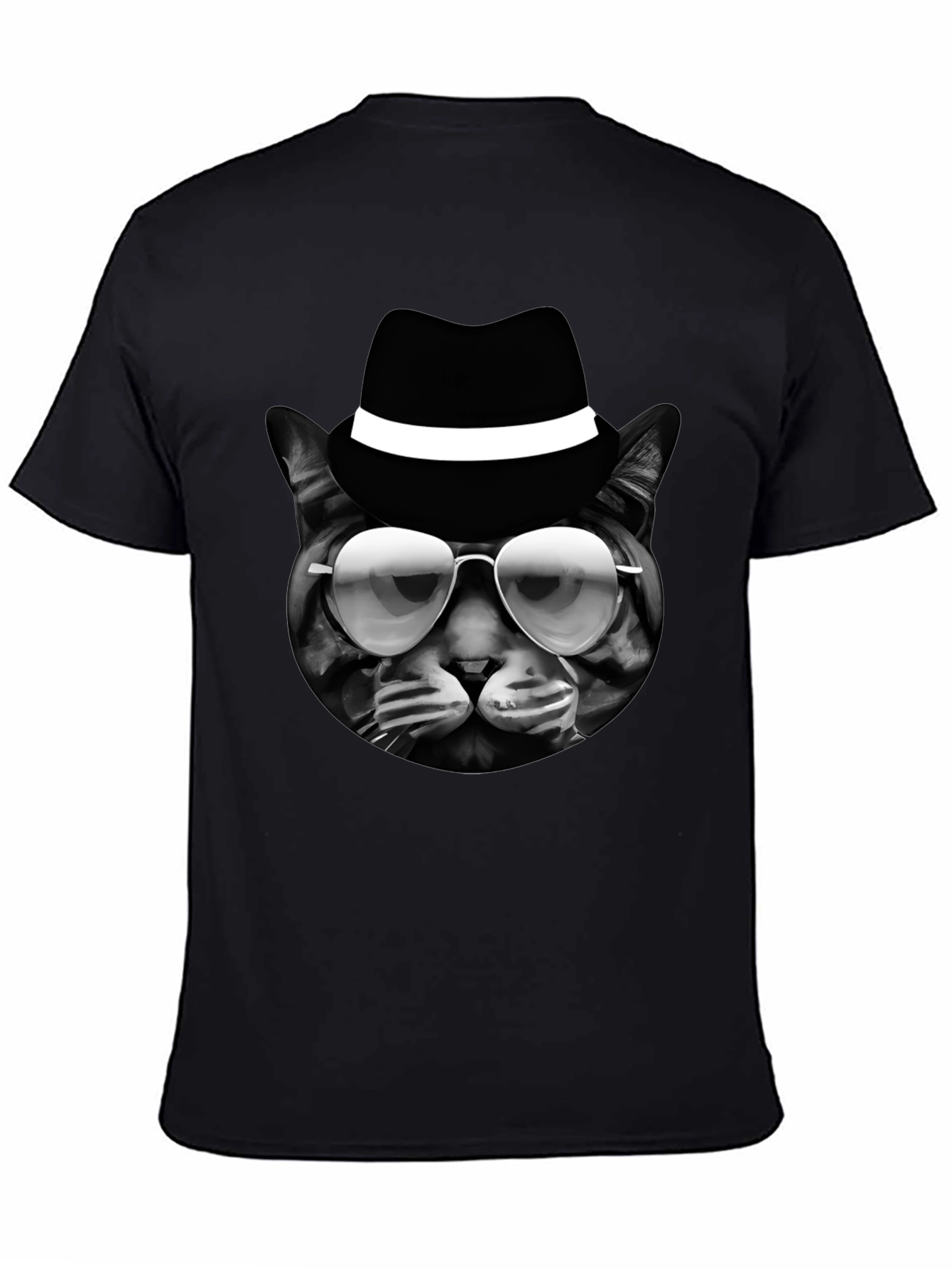 Cool Cat in Hat Graphic T-Shirt