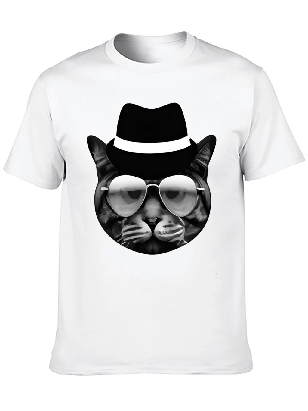 Cool Cat in Hat Graphic T-Shirt