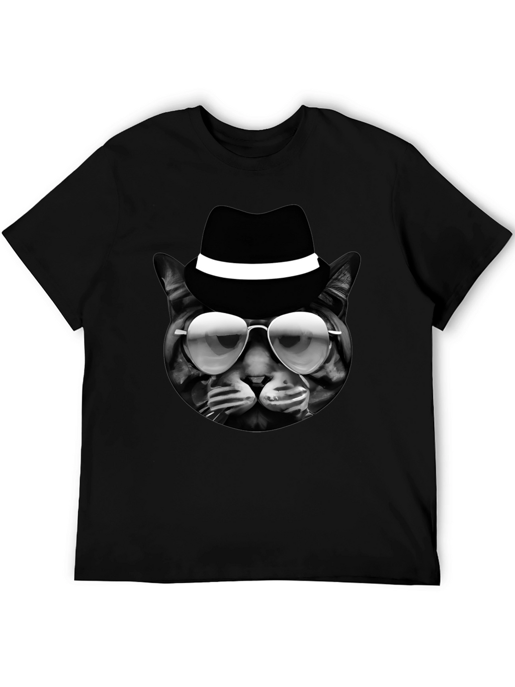 Cool Cat in Hat Graphic T-Shirt