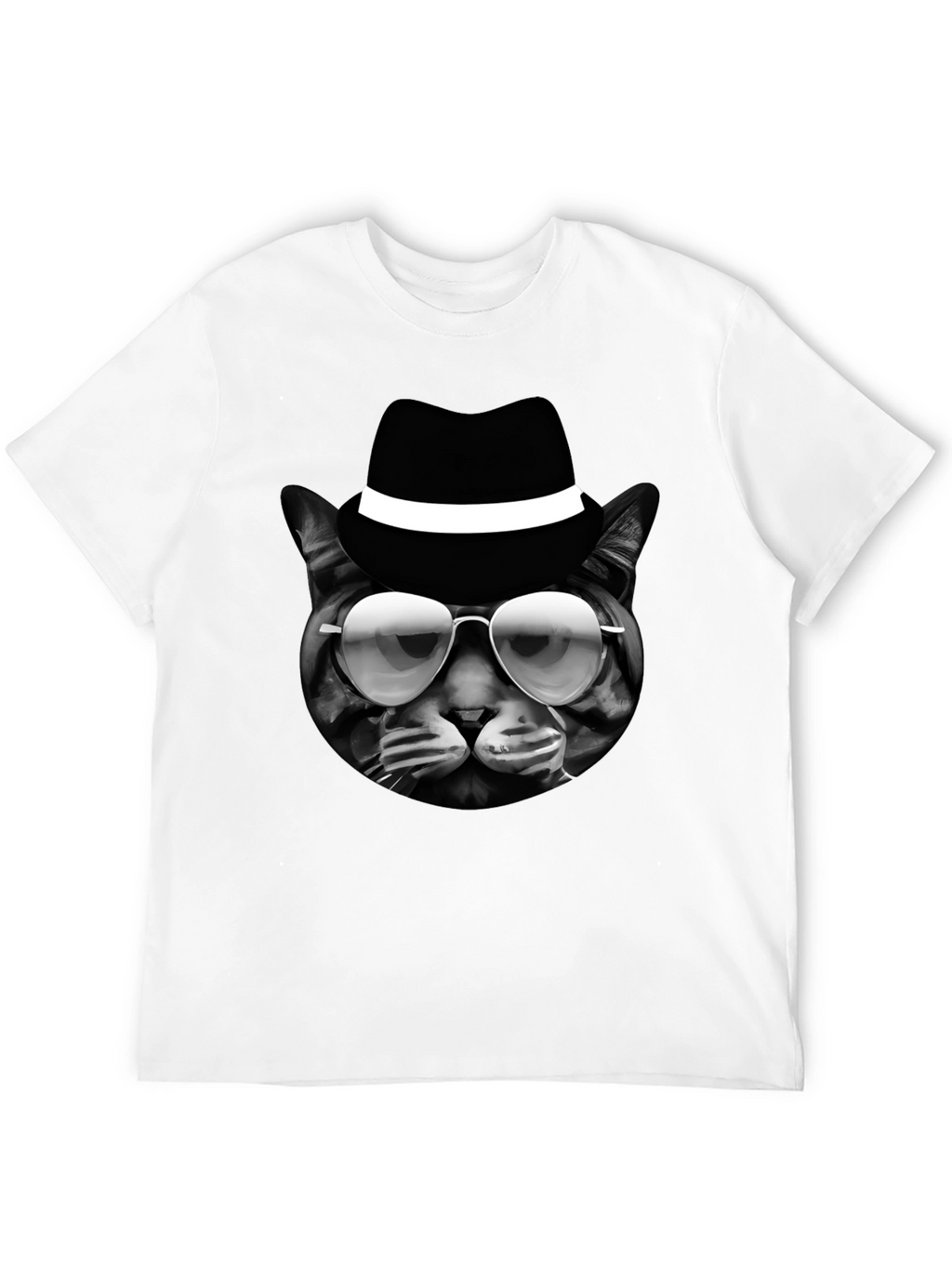 Cool Cat in Hat Graphic T-Shirt