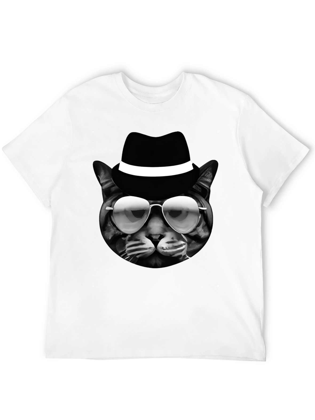 Cool Cat in Hat Graphic T-Shirt