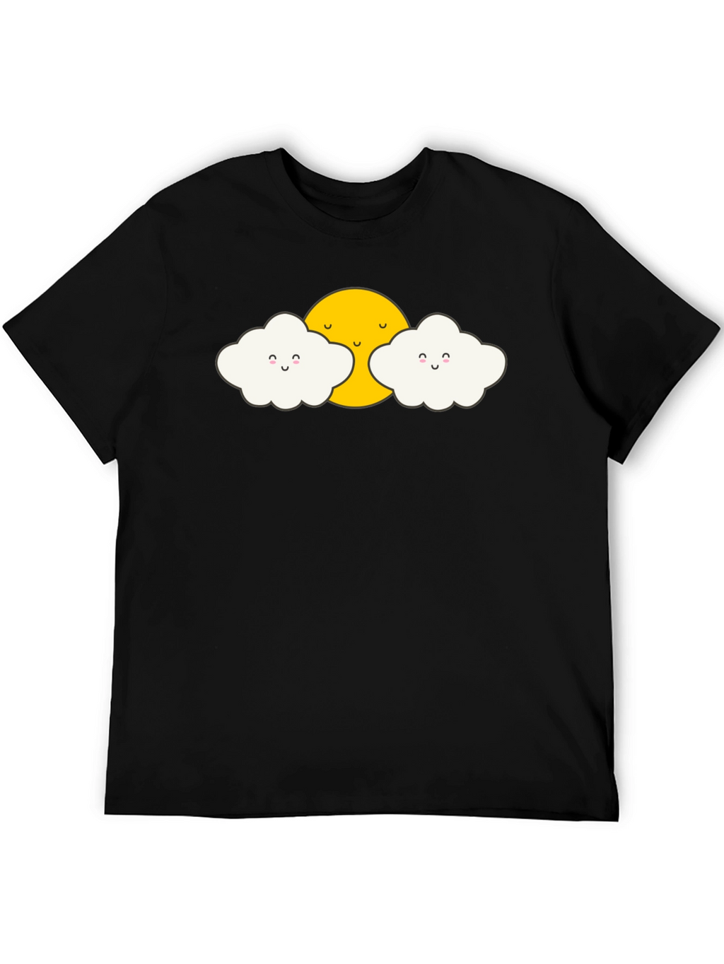Cute Sun and Clouds Graphic Black T-Shirt