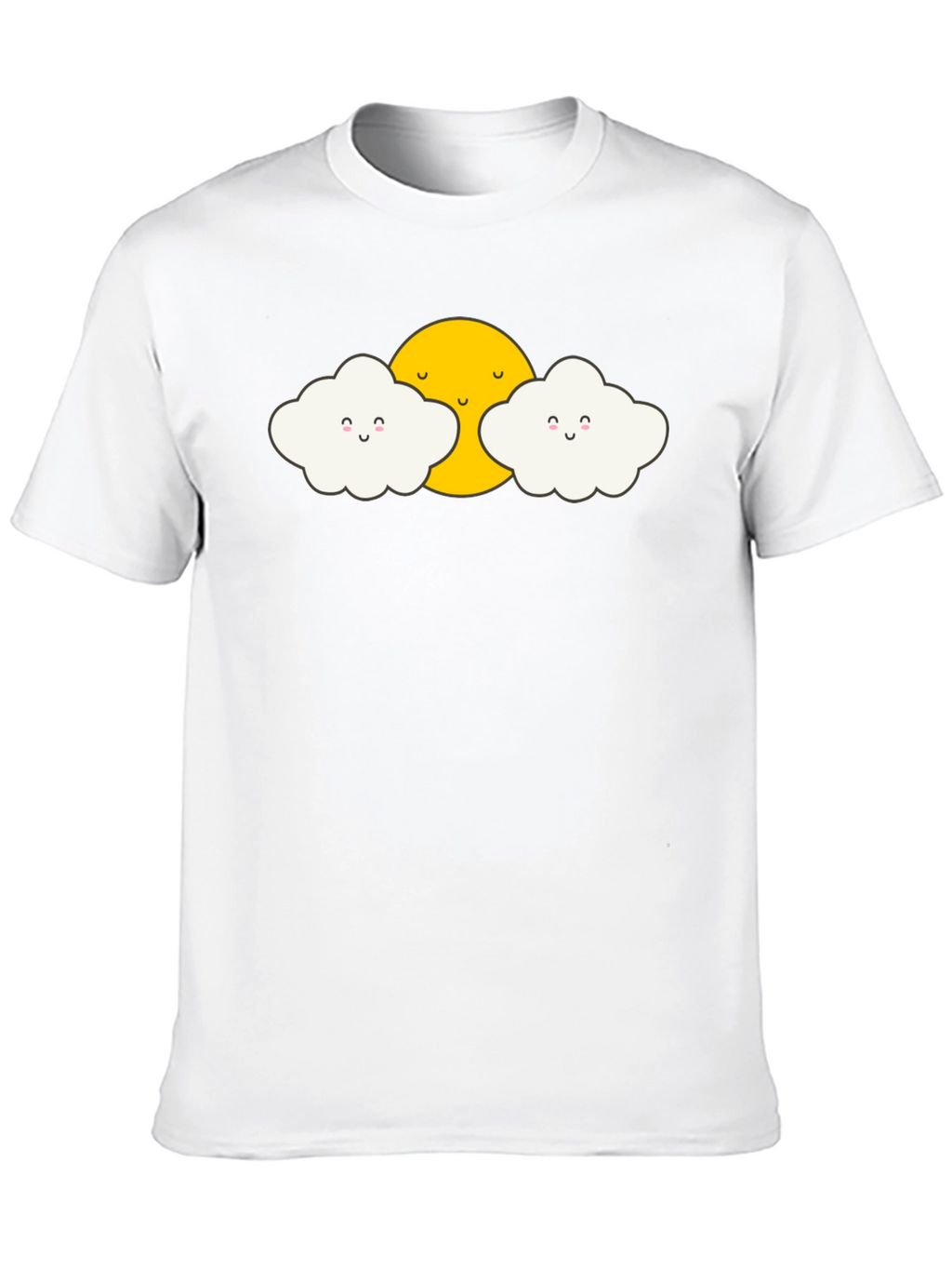 Cute Sun and Clouds Graphic Black T-Shirt