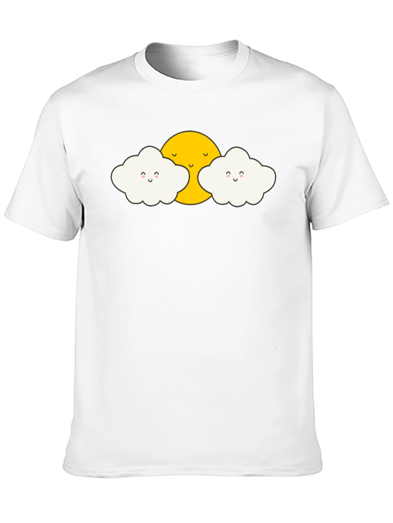 Cute Sun and Clouds Graphic Black T-Shirt
