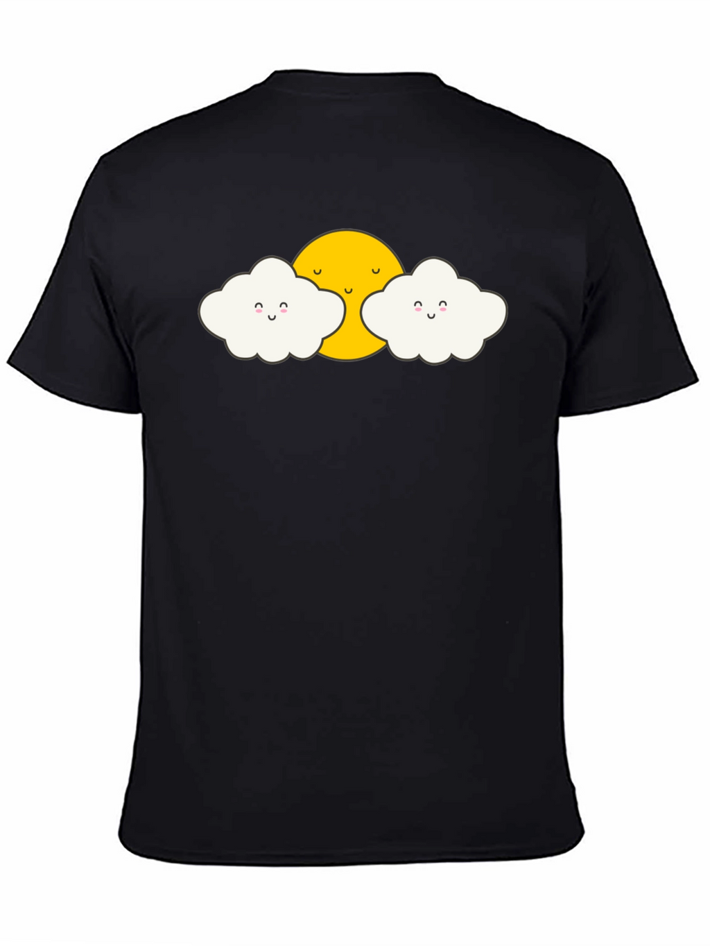 Cute Sun and Clouds Graphic Black T-Shirt