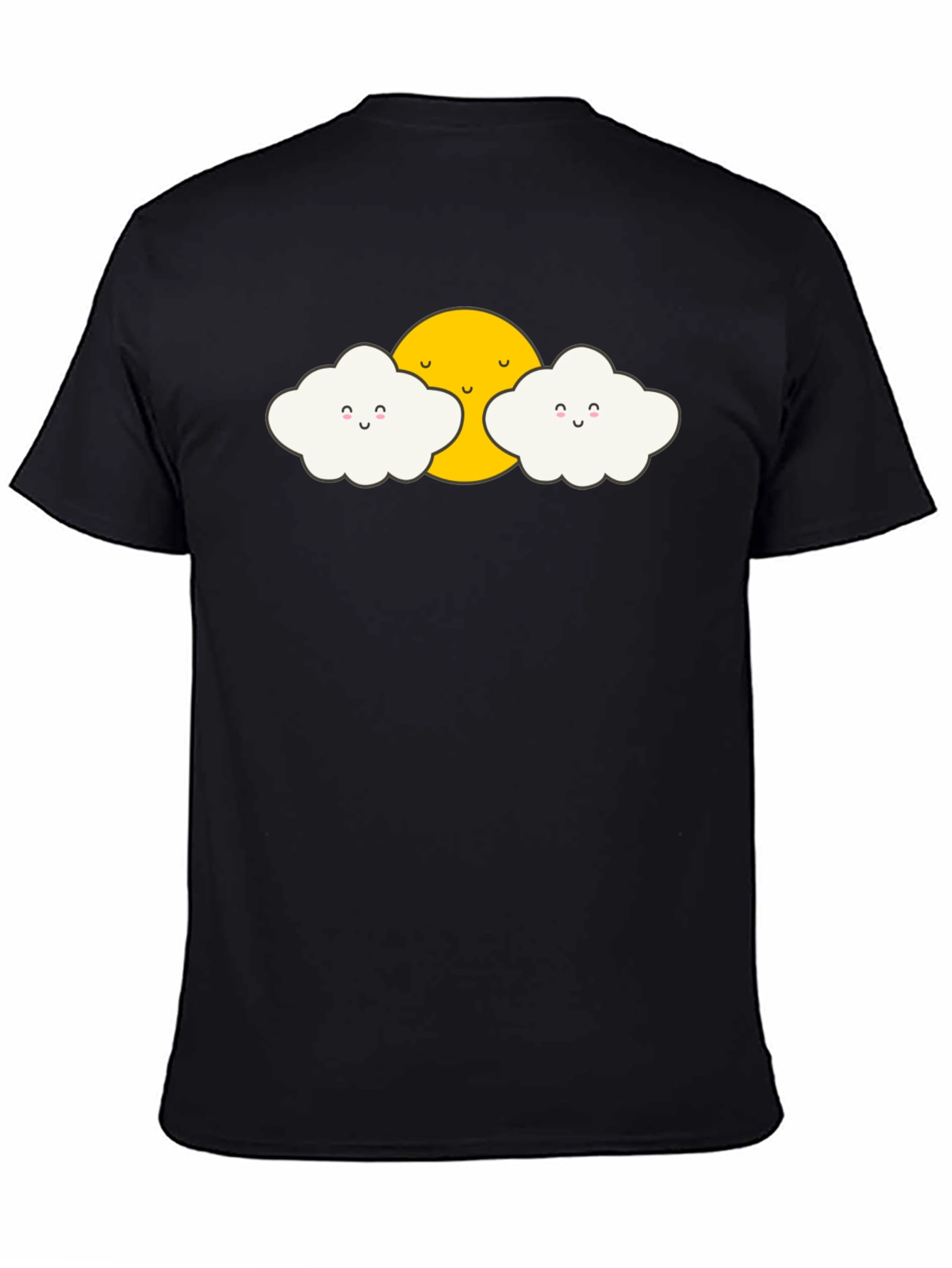 Cute Sun and Clouds Graphic Black T-Shirt