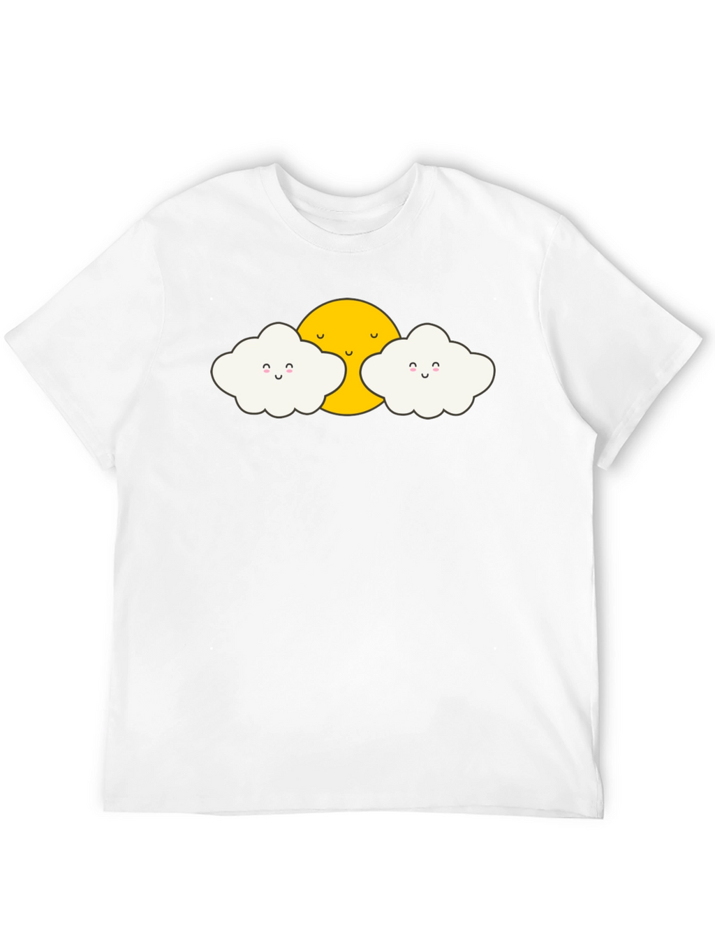 Cute Sun and Clouds Graphic Black T-Shirt