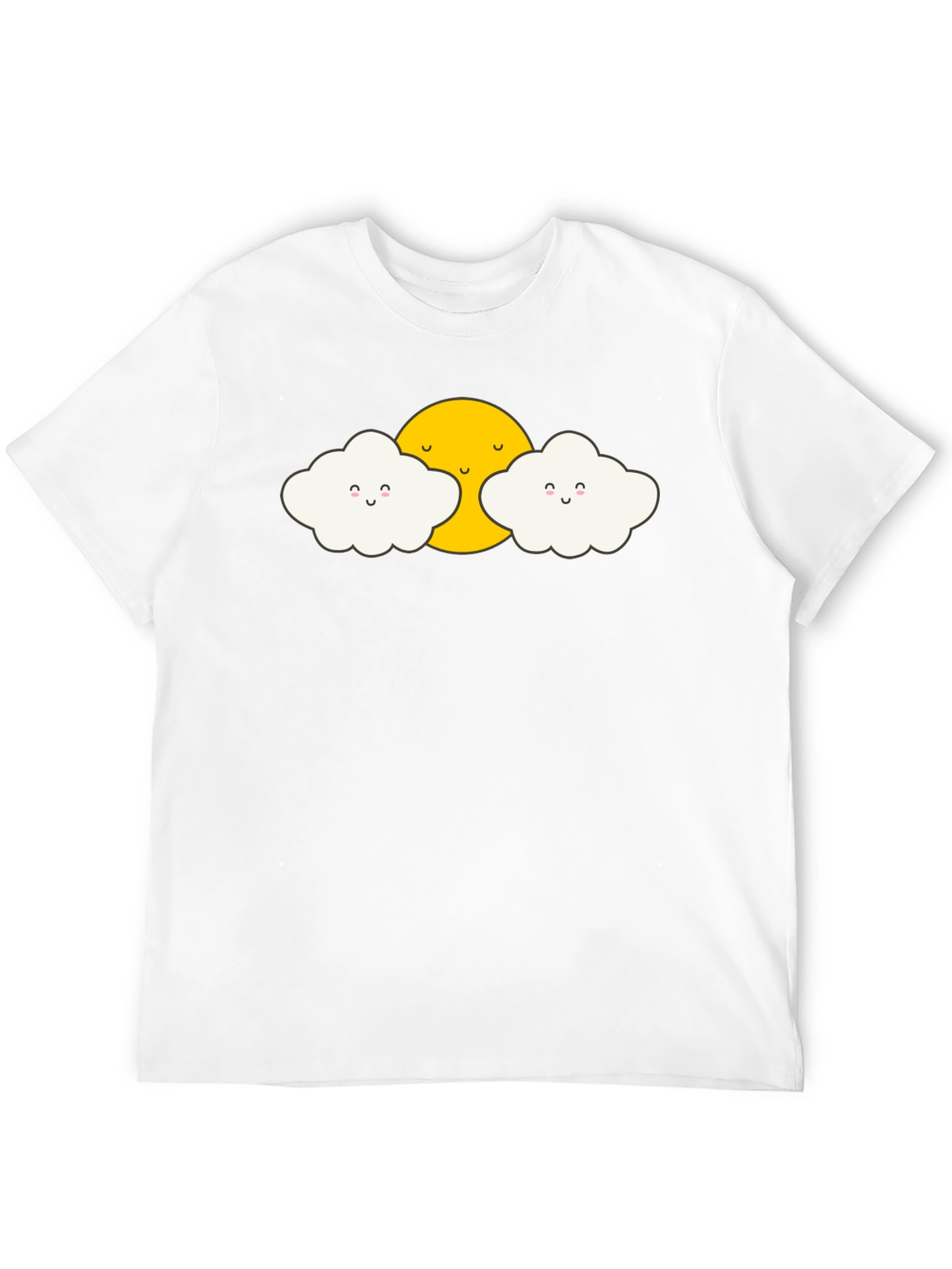 Cute Sun and Clouds Graphic Black T-Shirt
