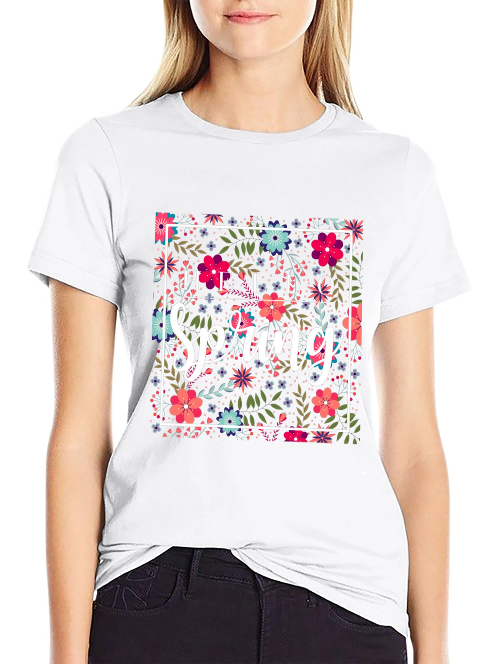 Floral Spring Graphic Tee - Black