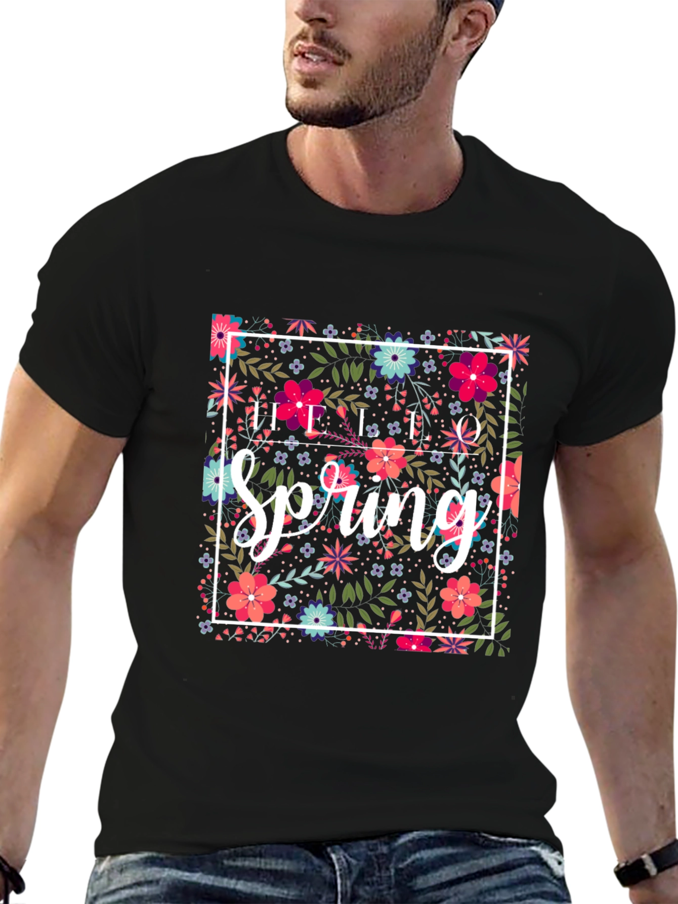 Floral Spring Graphic Tee - Black