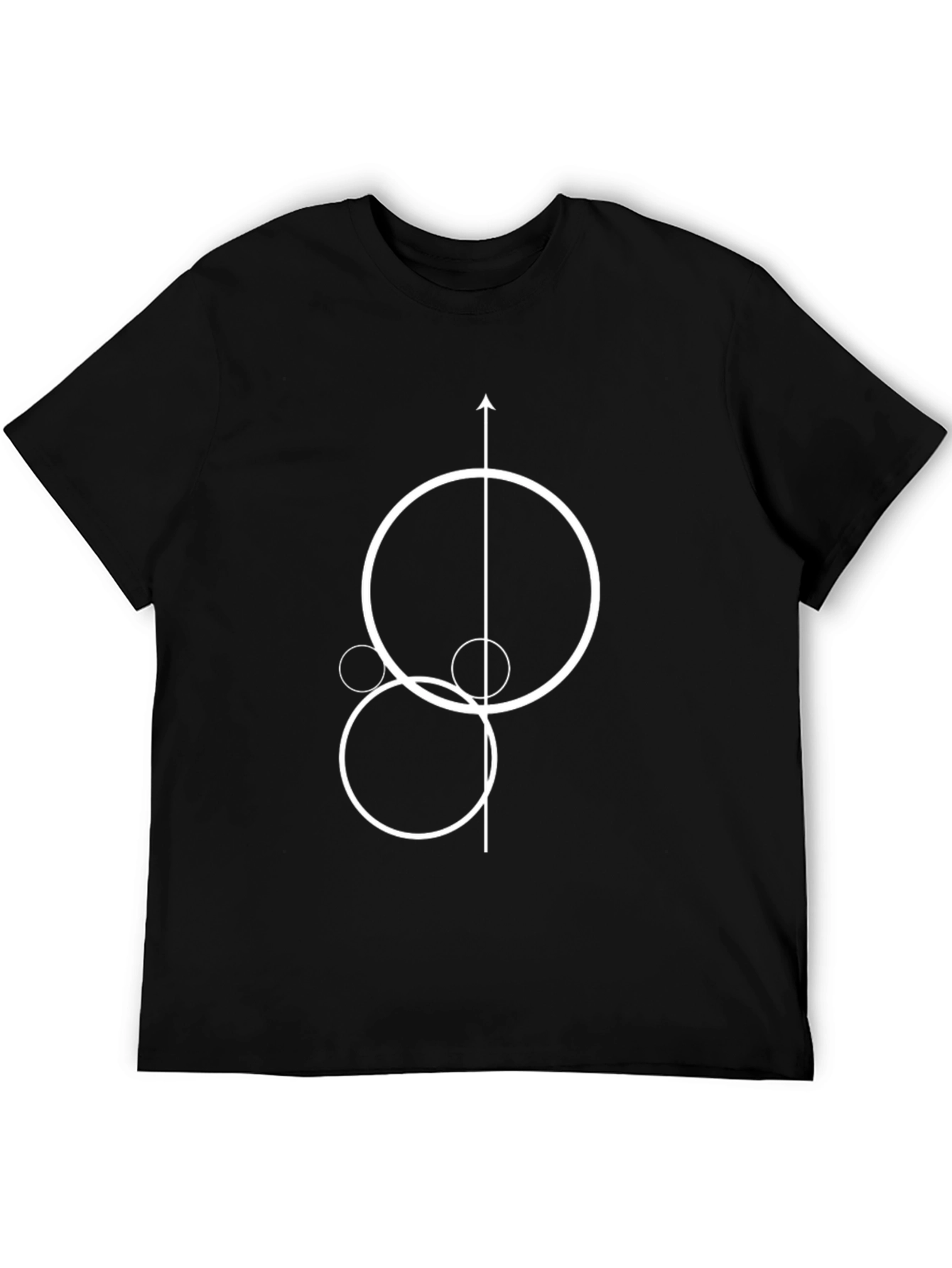 Abstract Geometric Circle & Arrow Black T-Shirt