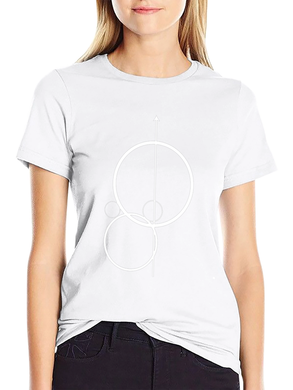 Abstract Geometric Circle & Arrow Black T-Shirt