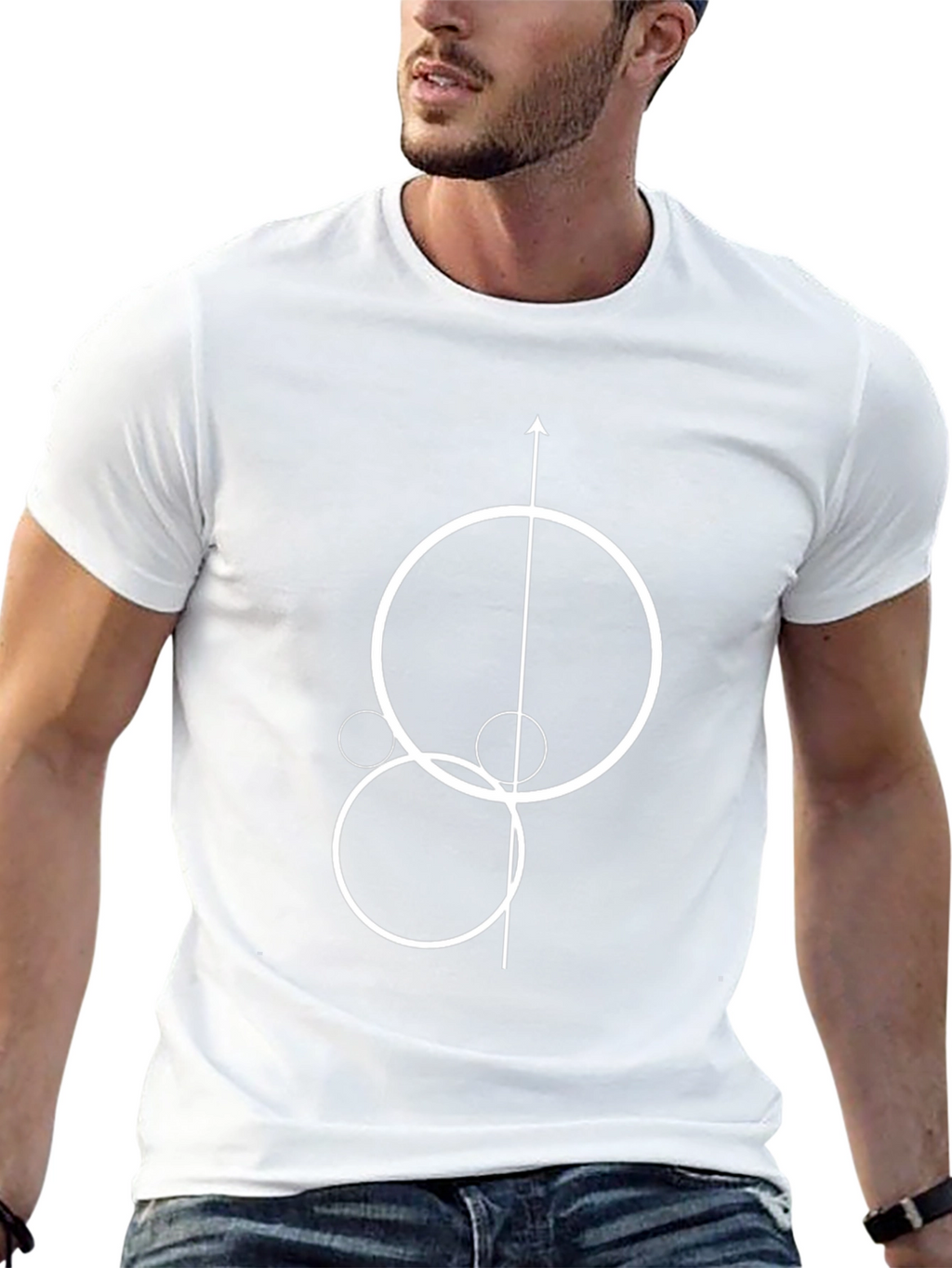 Abstract Geometric Circle & Arrow Black T-Shirt