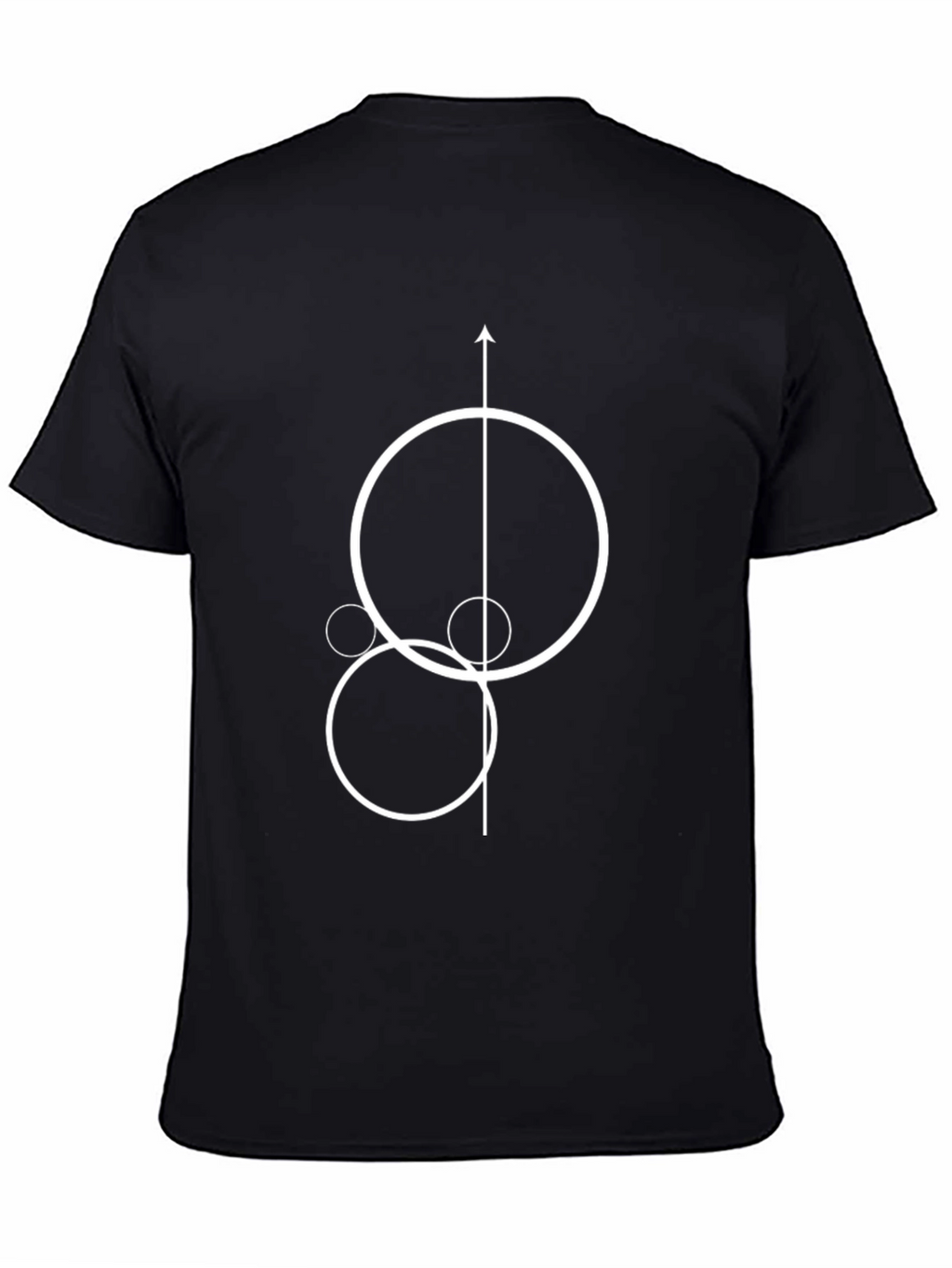 Abstract Geometric Circle & Arrow Black T-Shirt