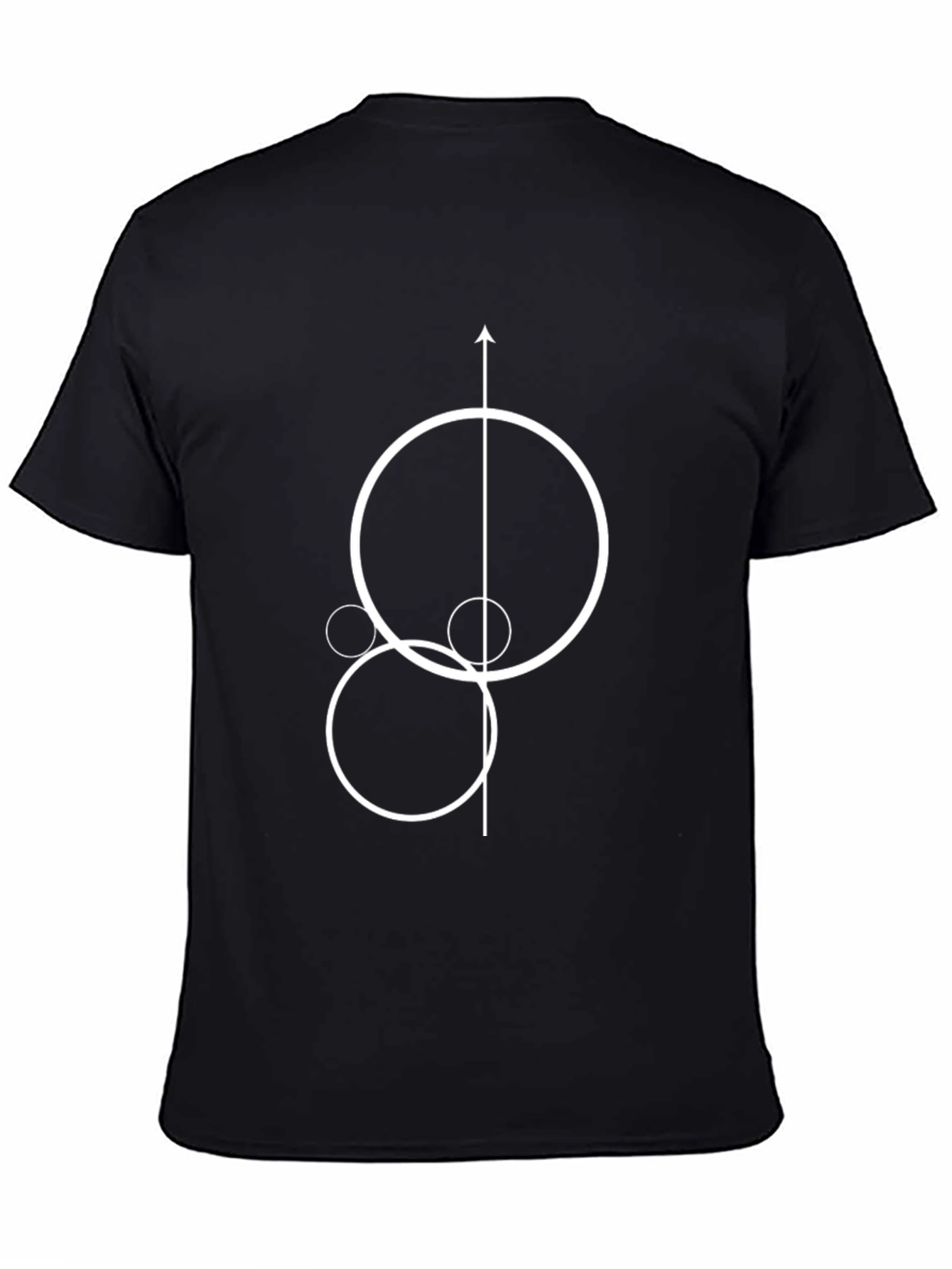 Abstract Geometric Circle & Arrow Black T-Shirt