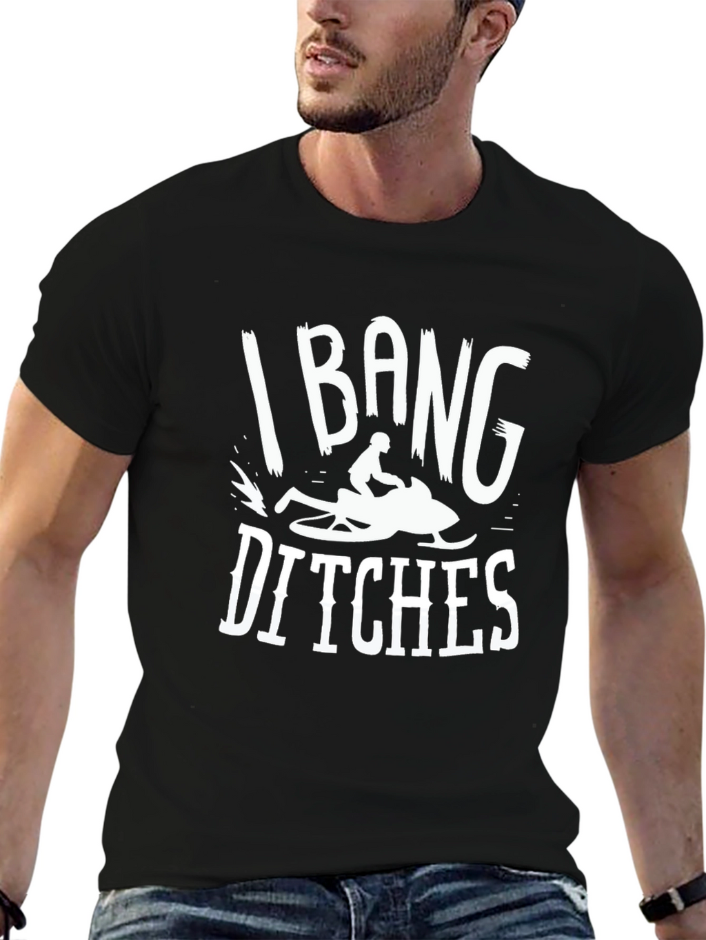 I Bang Ditches Snowmobiling Graphic Tee