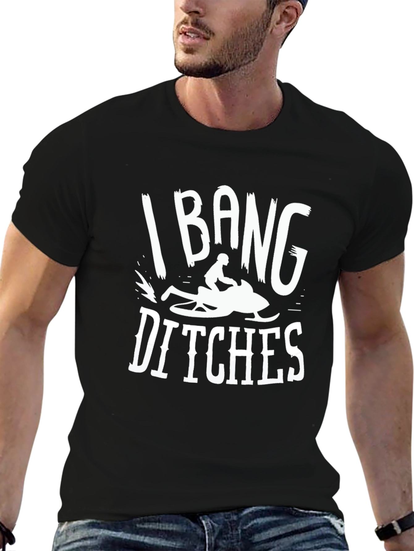 I Bang Ditches Snowmobiling Graphic Tee